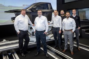 2023 Ansible Motion Management Team from L R Dan Clark Kia Cammaerts Steve Wright George Shokry Salman Safdar Anthony Lewis 10mb Ansible Motion and AB Dynamics announce simulator business integration