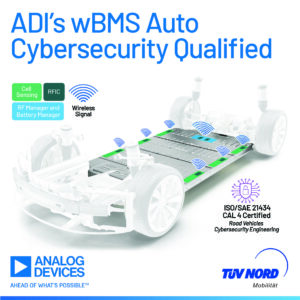 ADI wBMS is Auto Cybersecurity Qualified Photo 1860x1860 1 Analog Devices’ wireless battery management system achieves top automotive cybersecurity qualification
