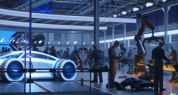 From coboting to V2X: A factory of the future brought to life through AI-generated imagery