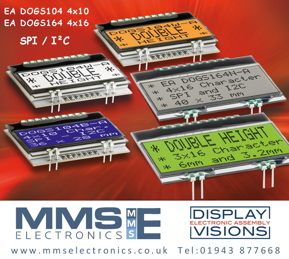 Mini displays with DOUBLE HEIGHT characters SPI and I²C