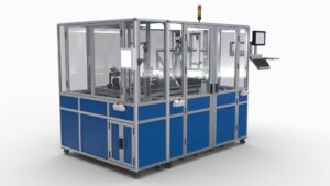 Rendered image of TQ Lab Torus and Festo design total handling solution for new TQ-Lab plastic packaging testing station