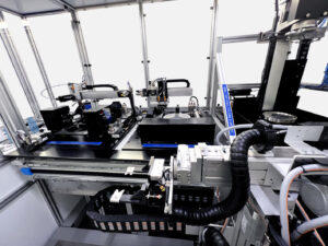 TQ Lab 2 with blue bottles Torus and Festo design total handling solution for new TQ-Lab plastic packaging testing station