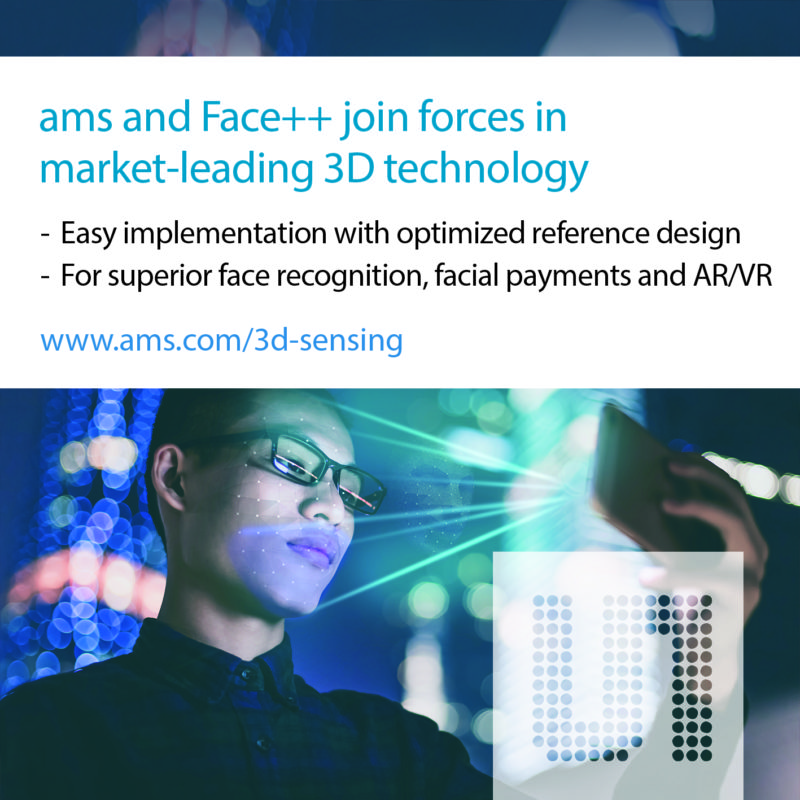 ams to ease implementation of 3D optical sensing technology through partnership with software specialist Face++