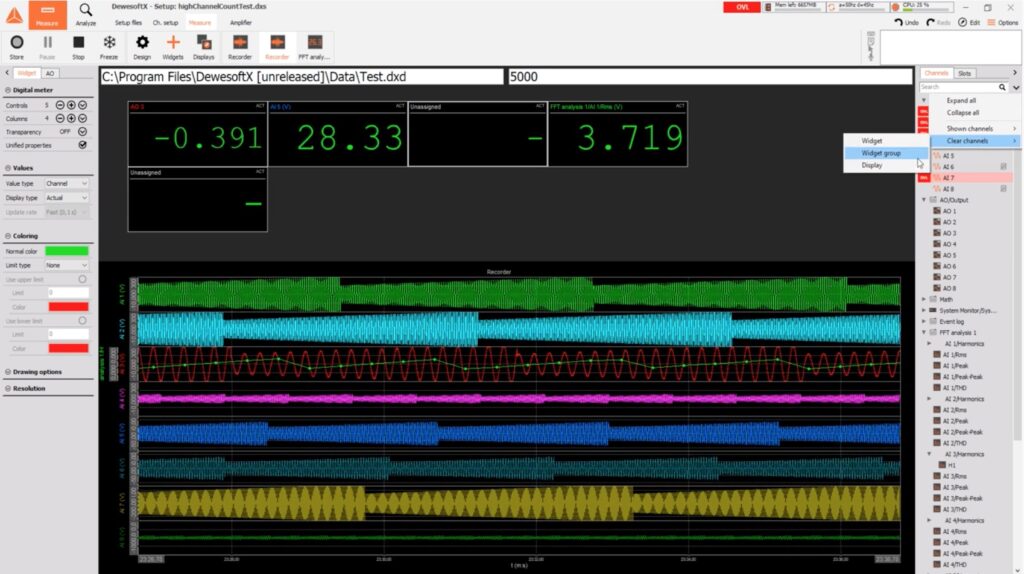 dewesoftx channel selector Major upgrades of DewesoftX software released at no cost to users