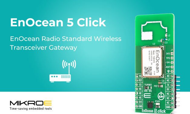 EnOcean 5 Click provides fast, bidirectional wireless connectivity communication for EnOcean-based sensors