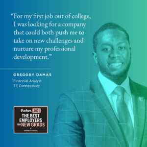 te forbes graduate greg damas TE Connectivity named among Forbes best workplaces for new graduates